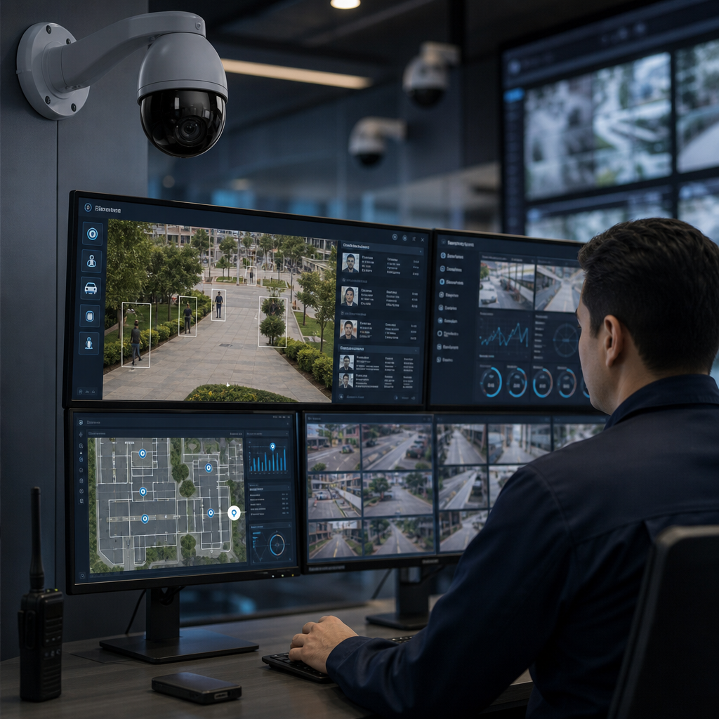 Sistema de cámaras de seguridad con analítica e inteligencia artificial en una sala de operación