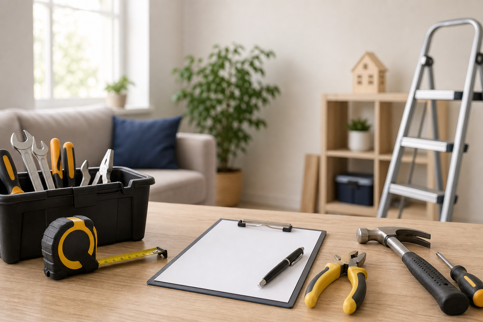 Local technician tools and a clipboard prepared for a home service visit