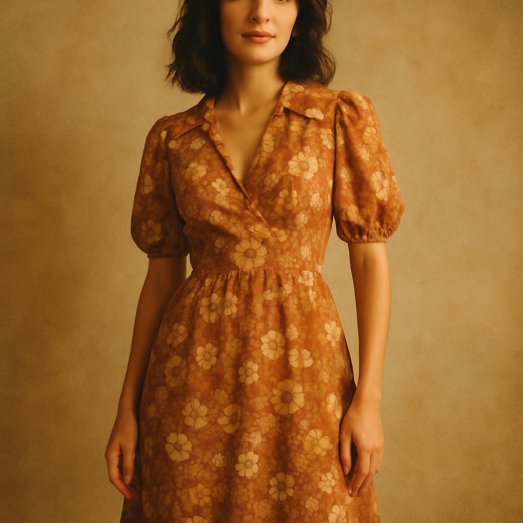 Retro Floral Midi Dress