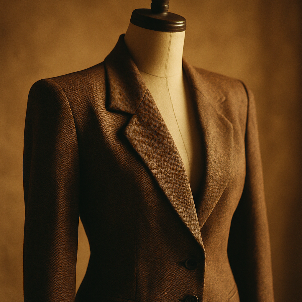 Close-up of a 1980s vintage jacket silhouette on a mannequin
