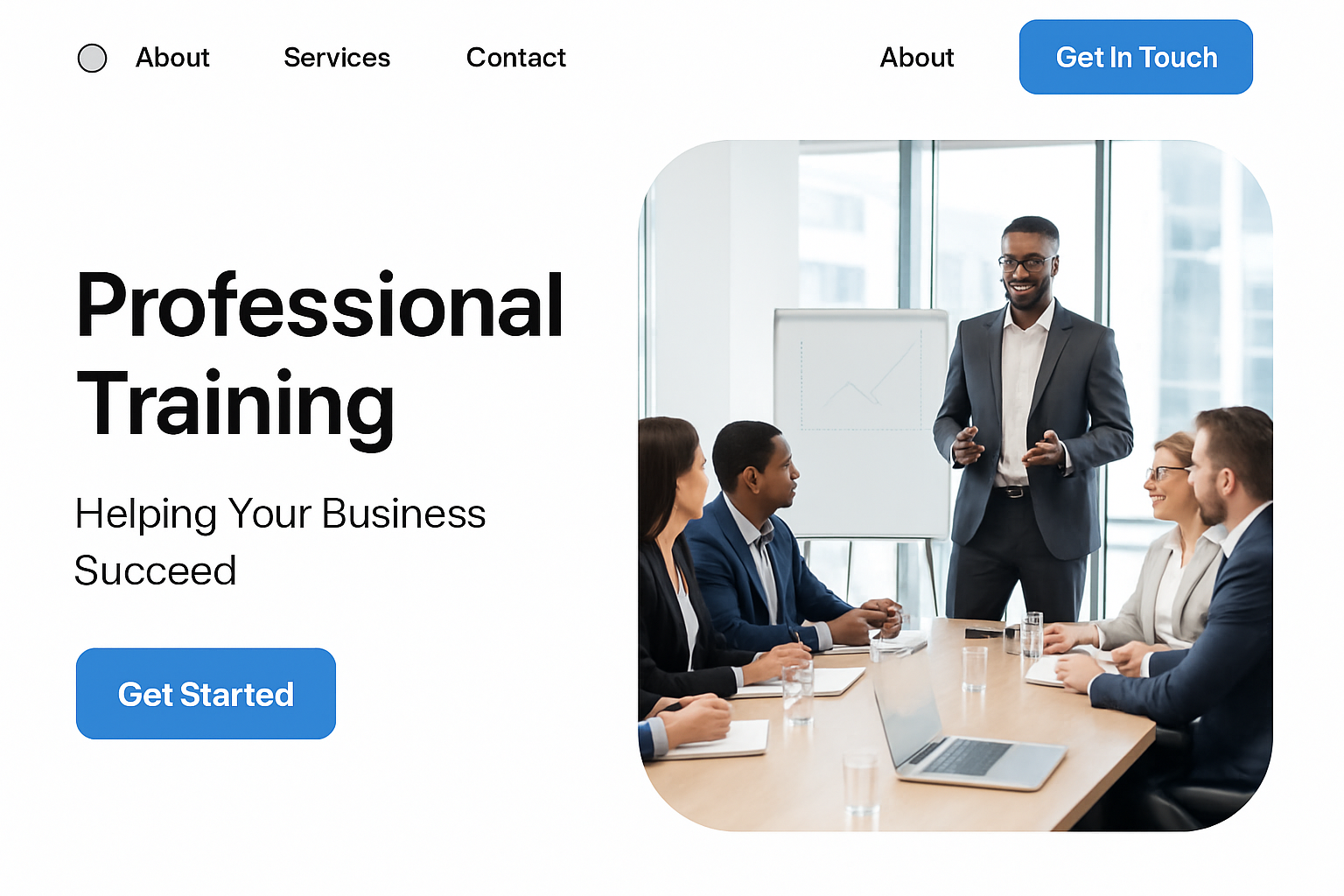 Corporate training session with diverse professionals and facilitator in modern office