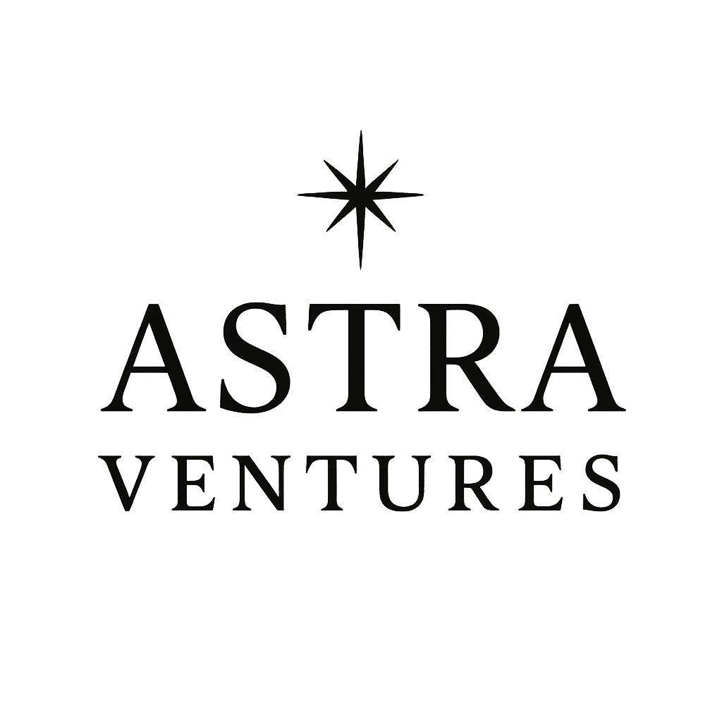 Astra Ventures logo featuring a starburst emblem and clean serif text