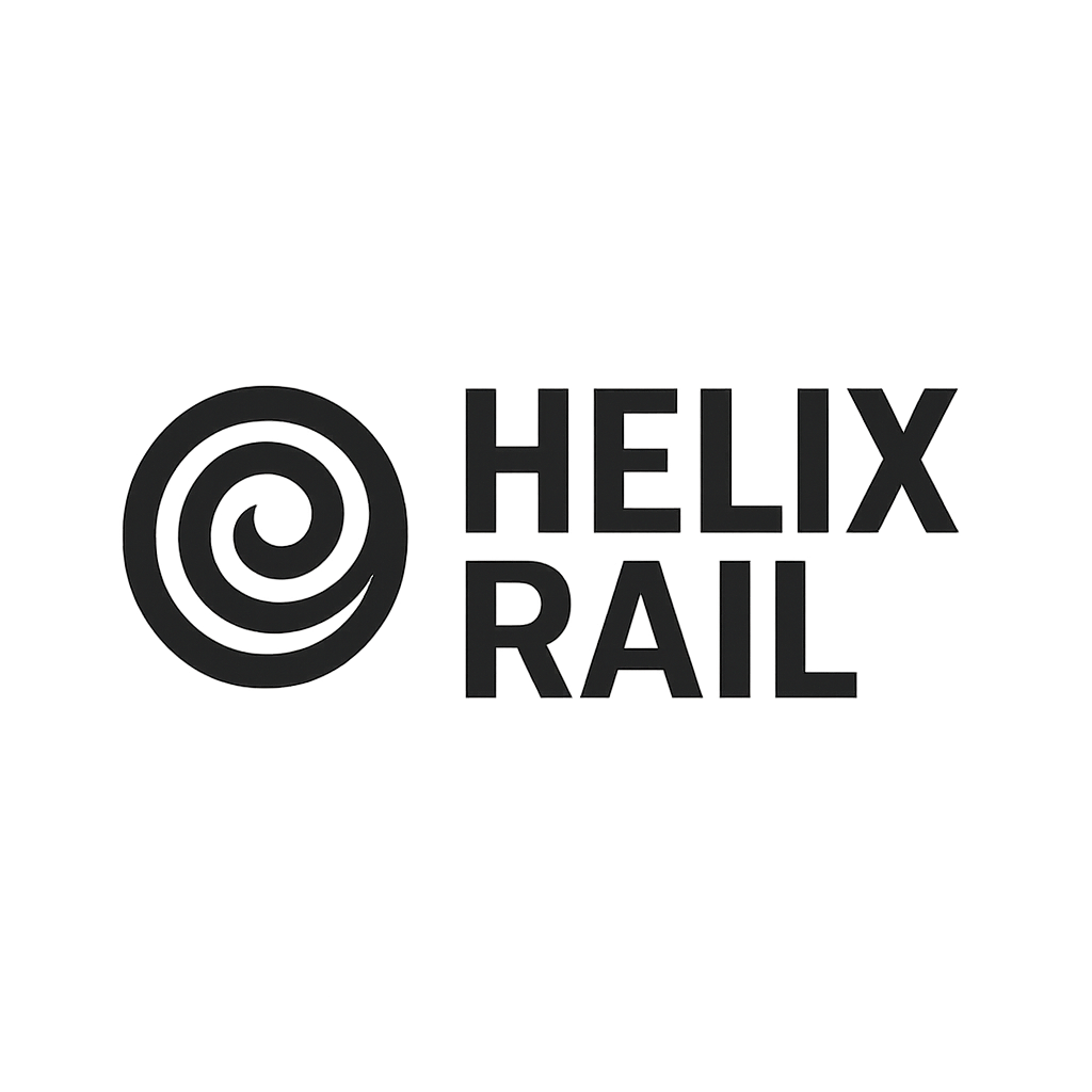 Helix Rail logo with a circular icon and condensed lettering