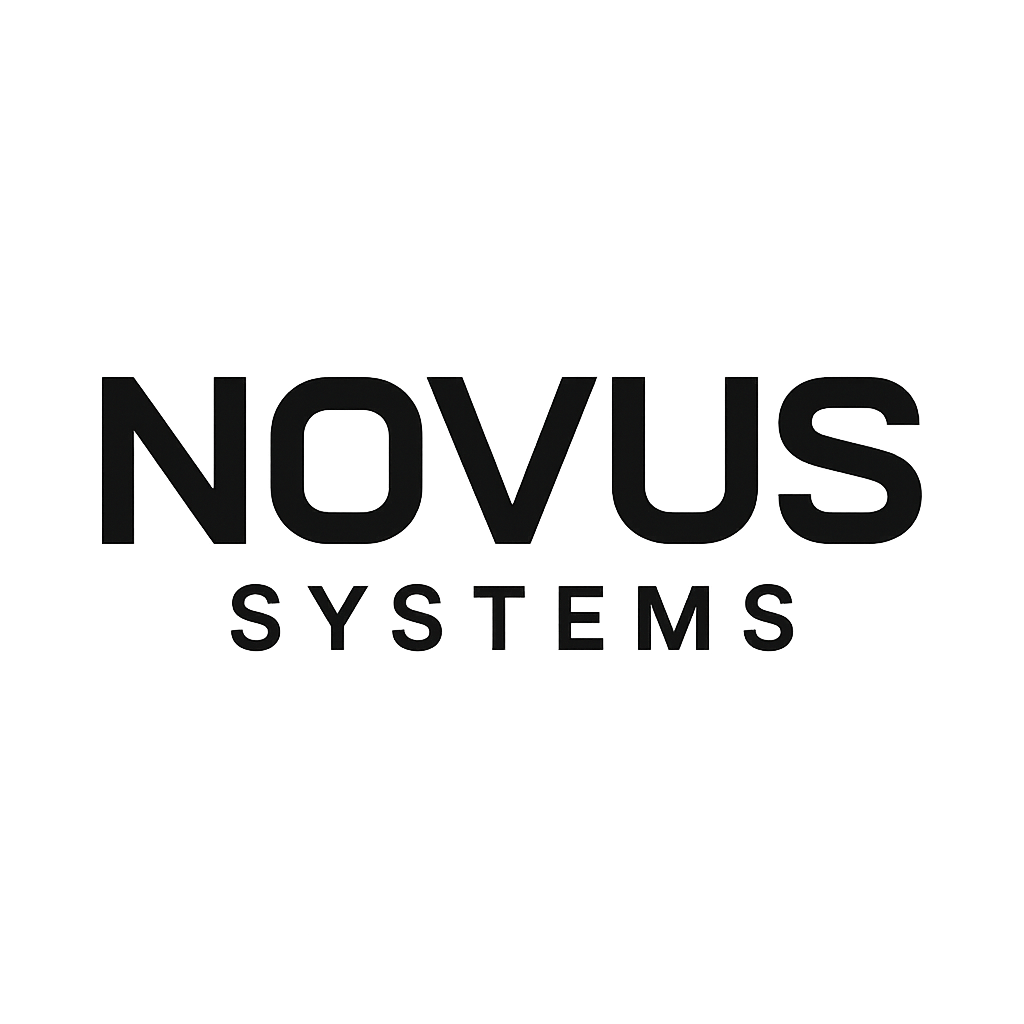 Novus Systems wordmark in bold geometric lettering