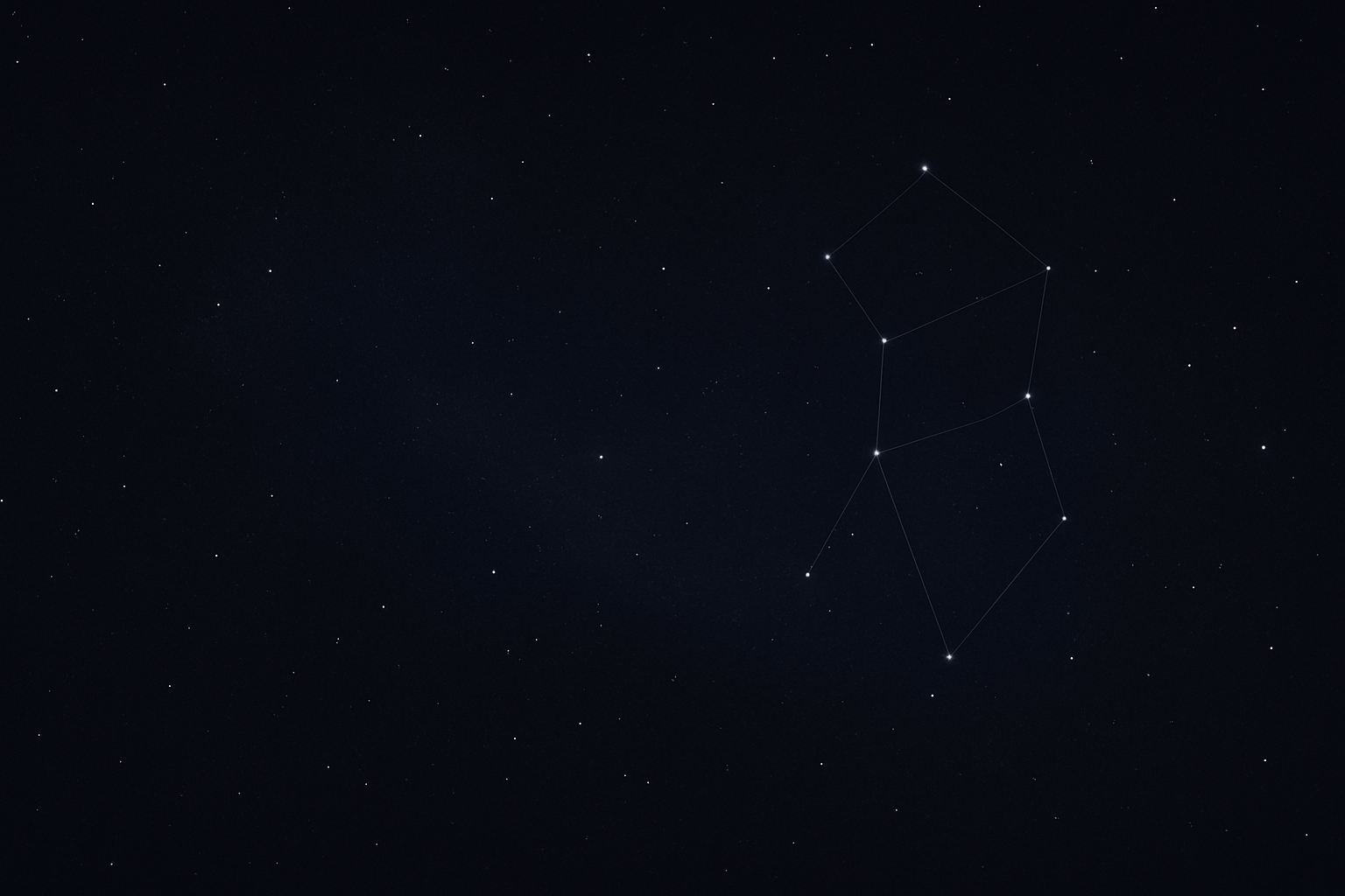 Deep night sky backdrop with soft star density and elegant faint constellation lines