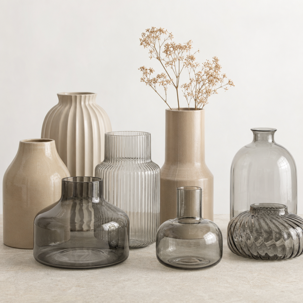 Decorative ceramic and glass vases