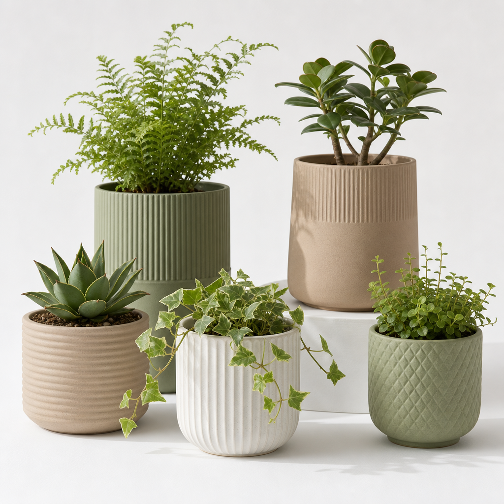 Indoor green plant flower pots
