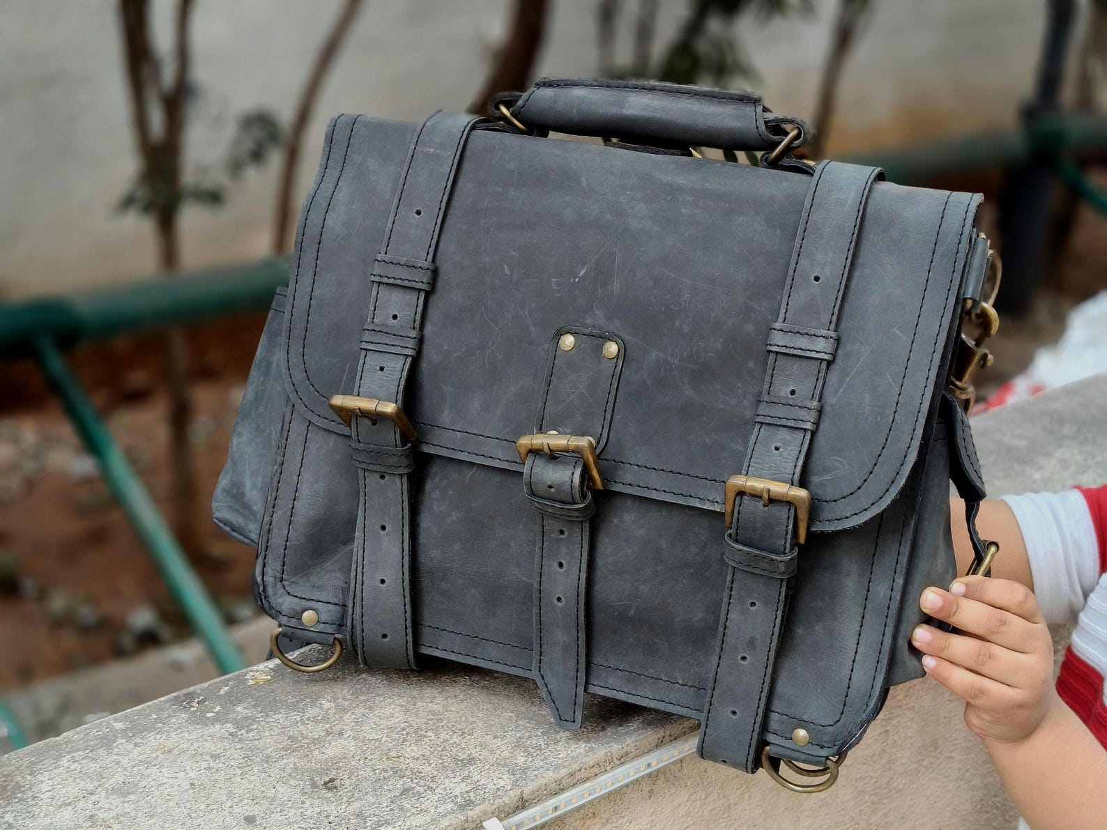 Charcoal Rugged Messenger Bag