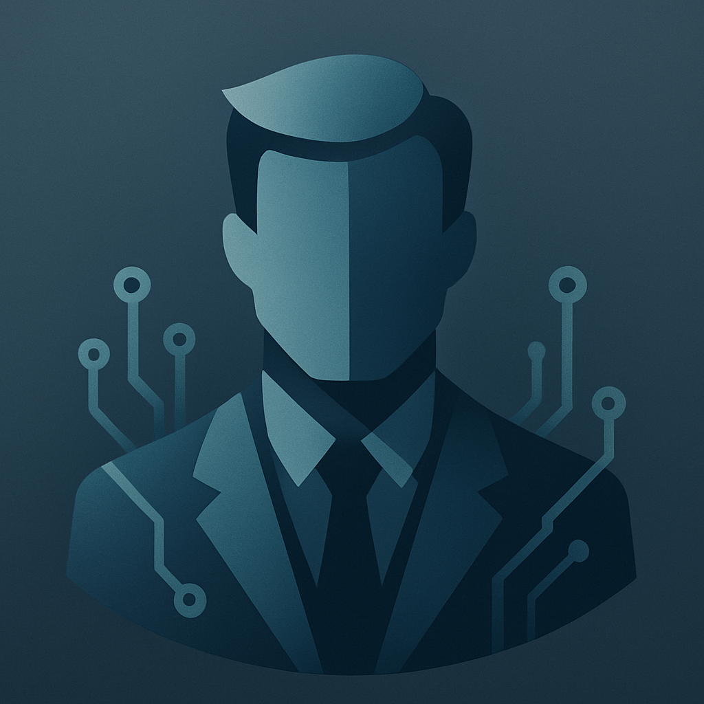 Minimal abstract avatar icon with geometric circuitry