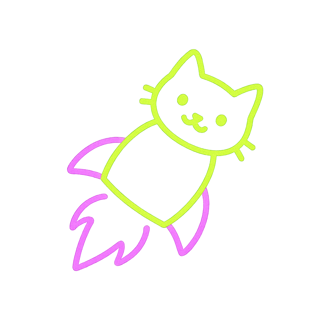 Small neon rocket-cat icon for the Pump.fun button