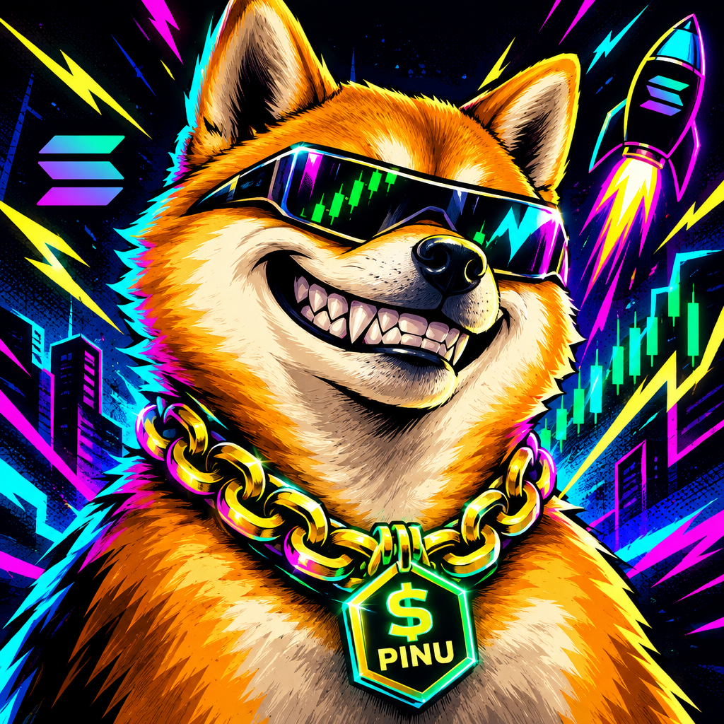 Fierce cartoon Shiba Inu meme avatar with cyber shades and neon collar