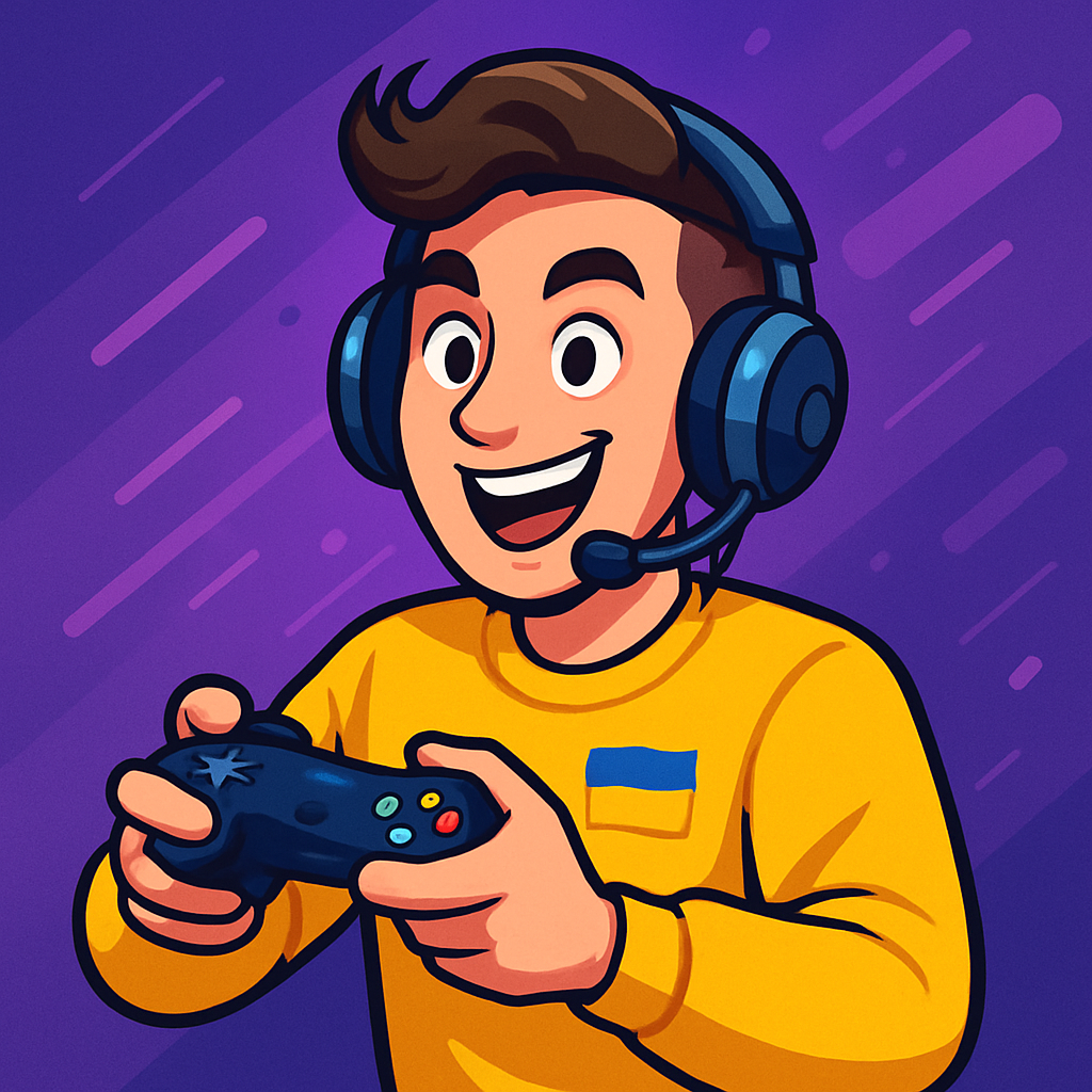 Український геймер з гарнітурою та ігровим контролером