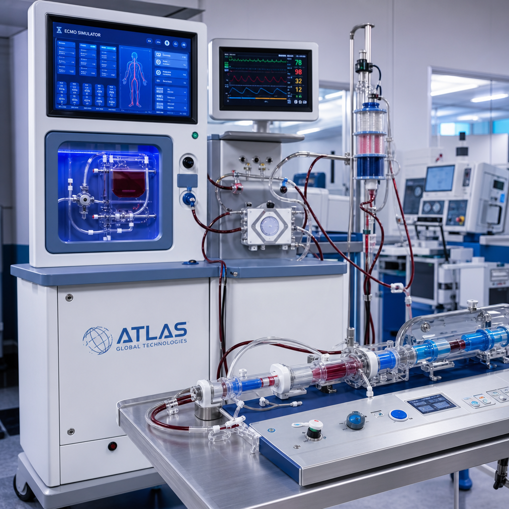 Glassy translucent artificial heart with elegant reflections, floating in a luminous lab setting with a soft pink-to-red glow, gentle blended gradients, subtle grain texture, and an airy premium atmosphere