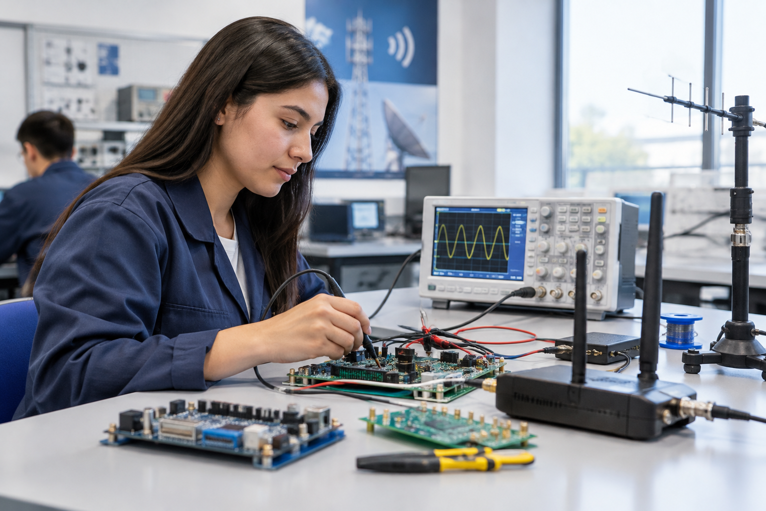 Práctica de electrónica y telecomunicaciones con equipos de laboratorio