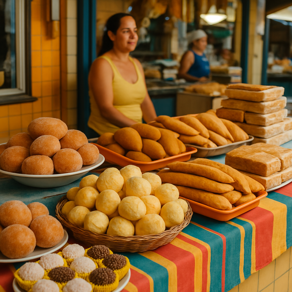 Brazilian market snacks and pastries