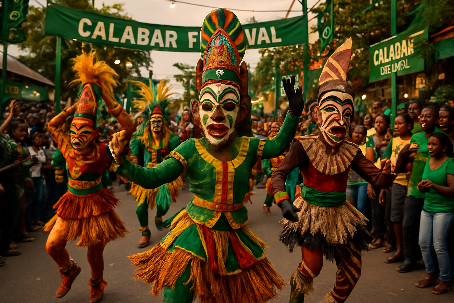 Calabar street festival with colorful costumes and dancers