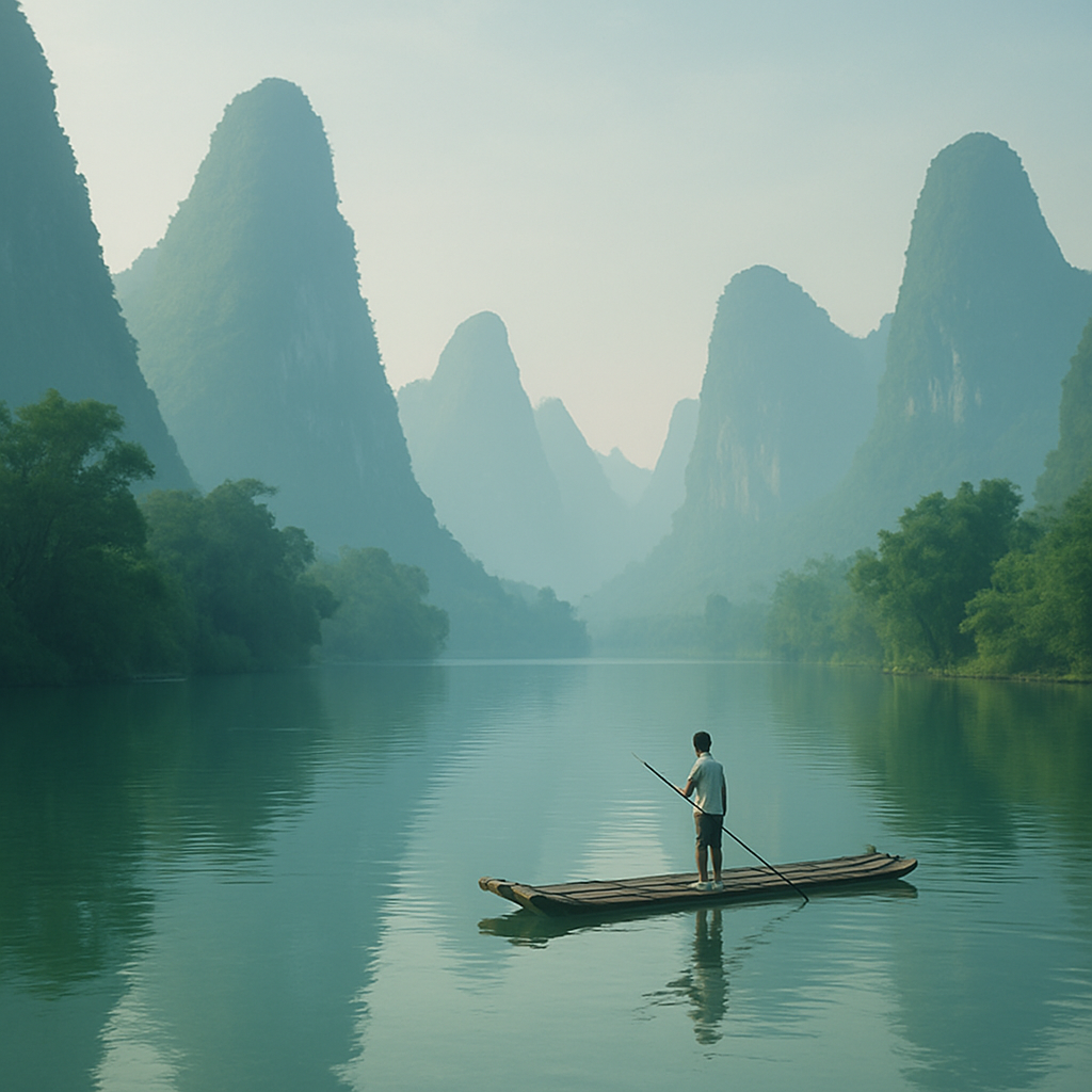 Guilin karst mountains and river