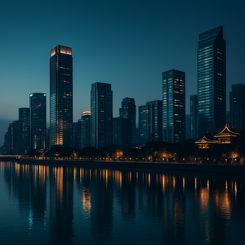 China skyline with riverfront lights