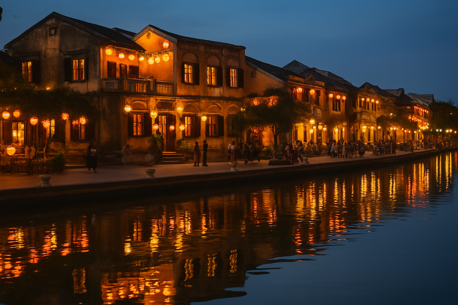 Hoi An Ancient Town with lanterns by the river