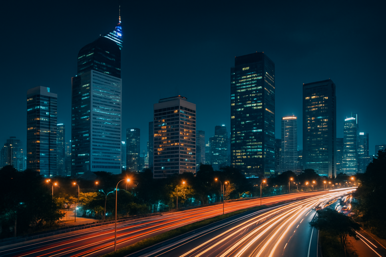 Jakarta skyline with modern lights