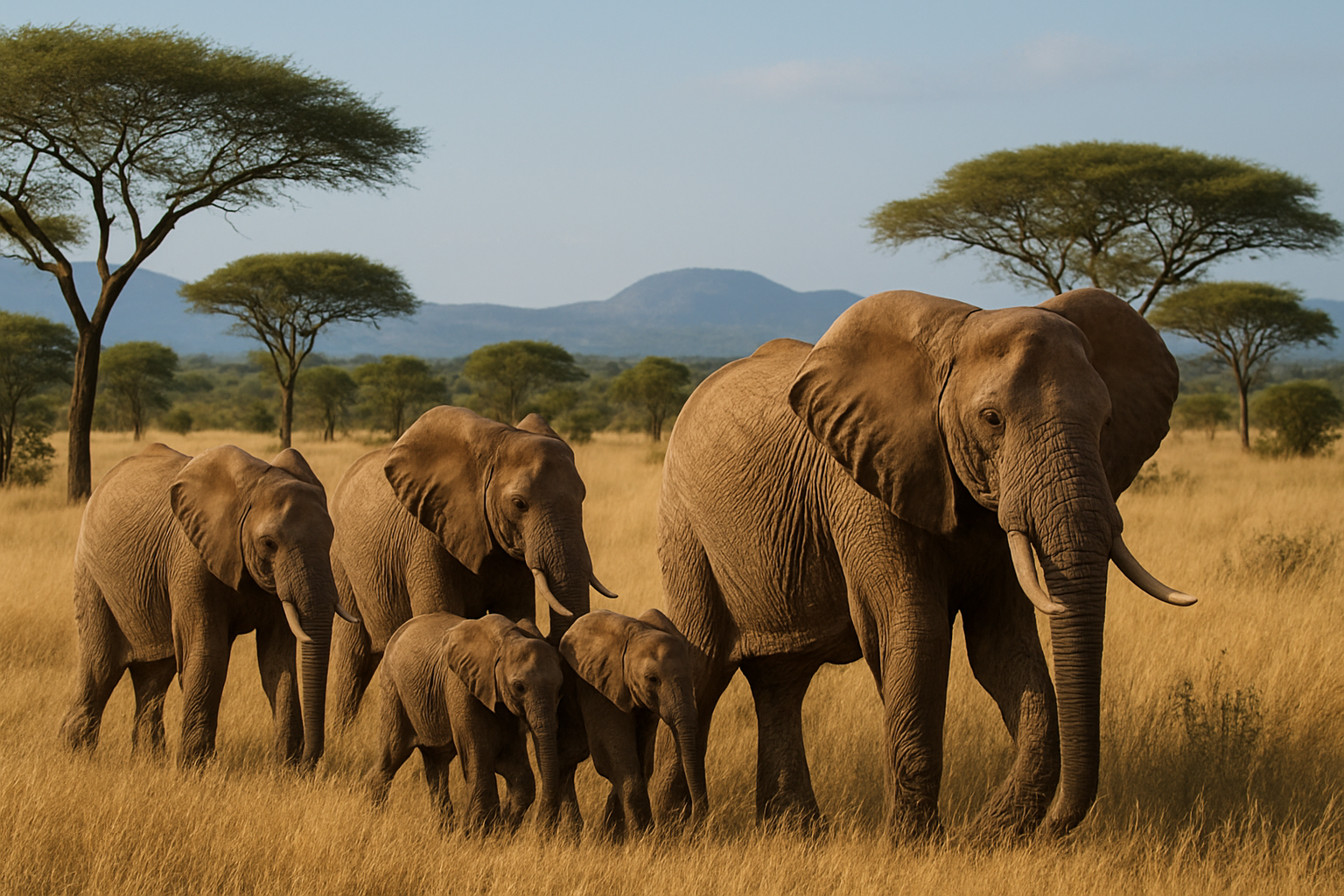 Elephants on safari in Kruger National Park