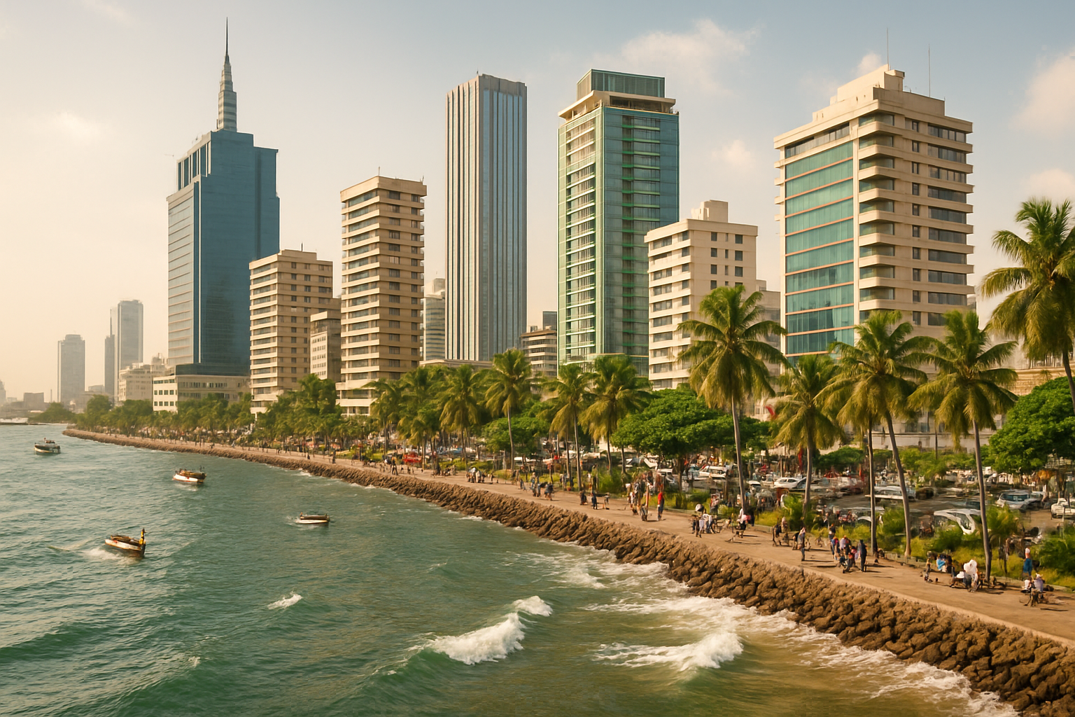 Lagos skyline with oceanfront and lively waterfront