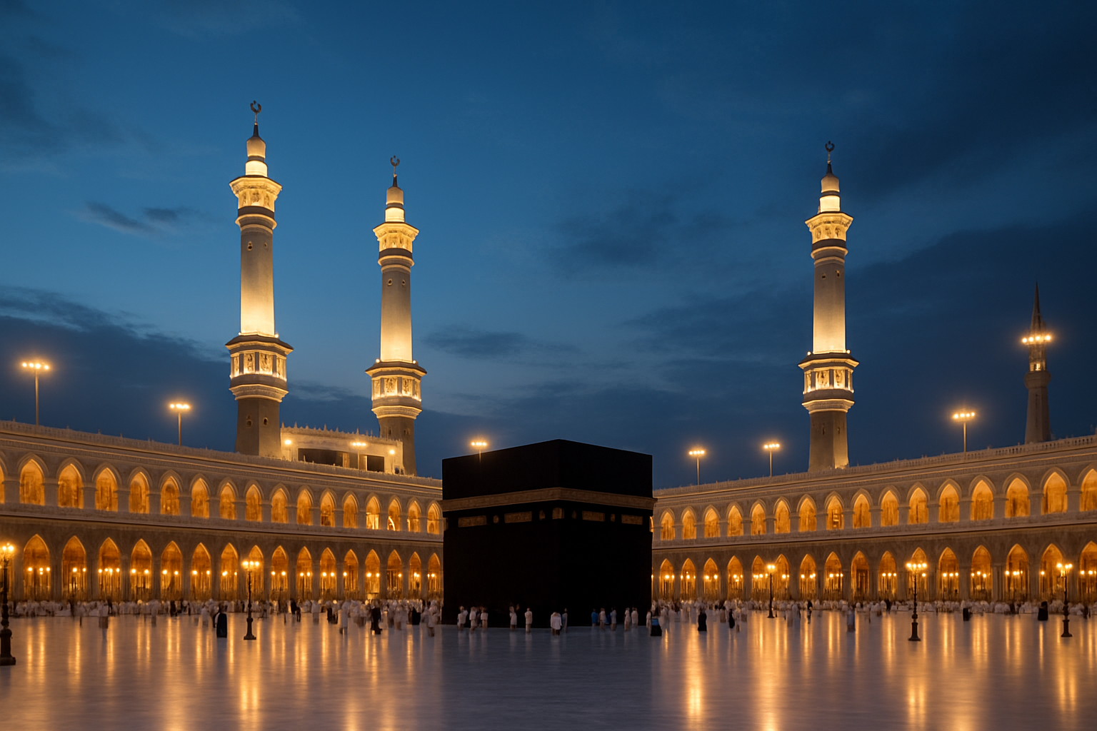 Masjid al-Haram in Makkah illuminated at dusk