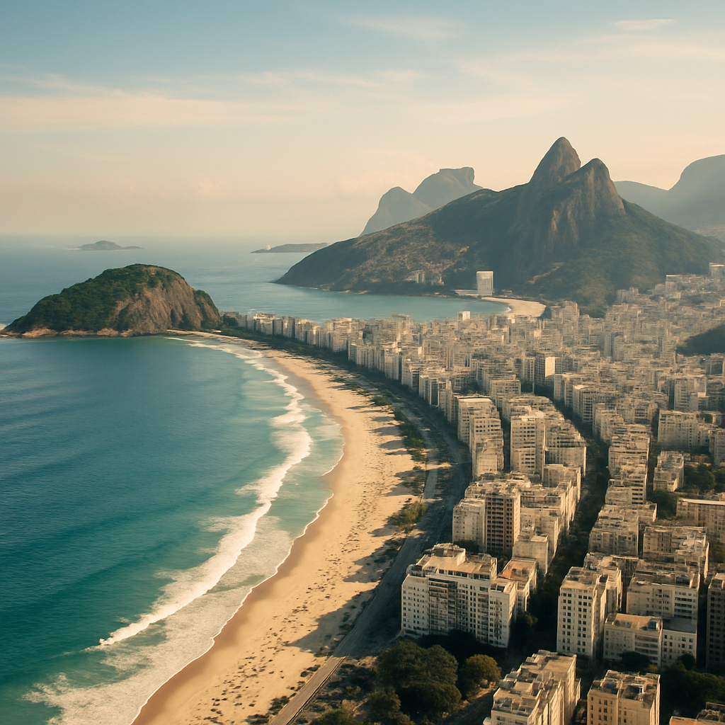 Rio de Janeiro coastline with beaches and mountains