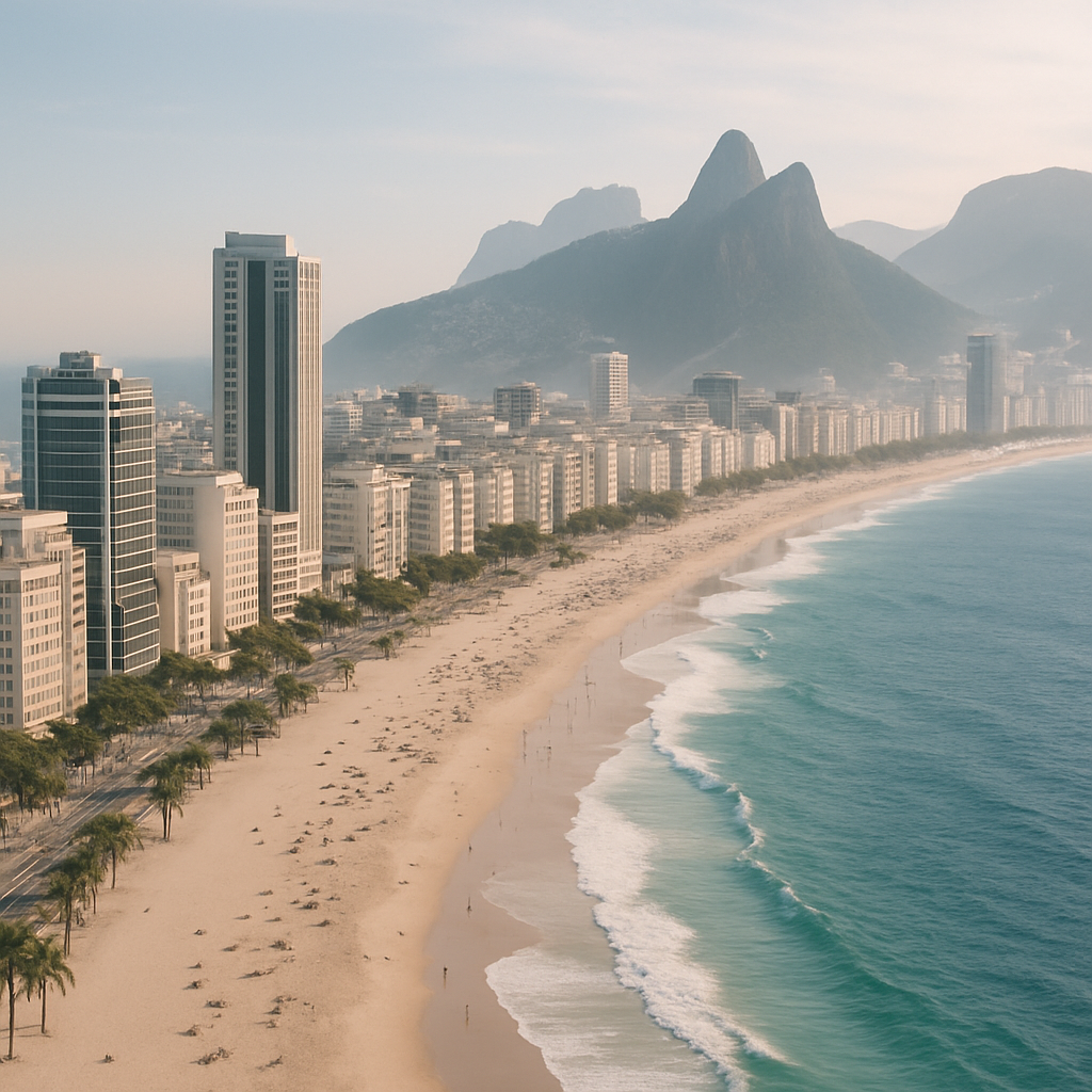 Rio de Janeiro coastline with beaches and mountains
