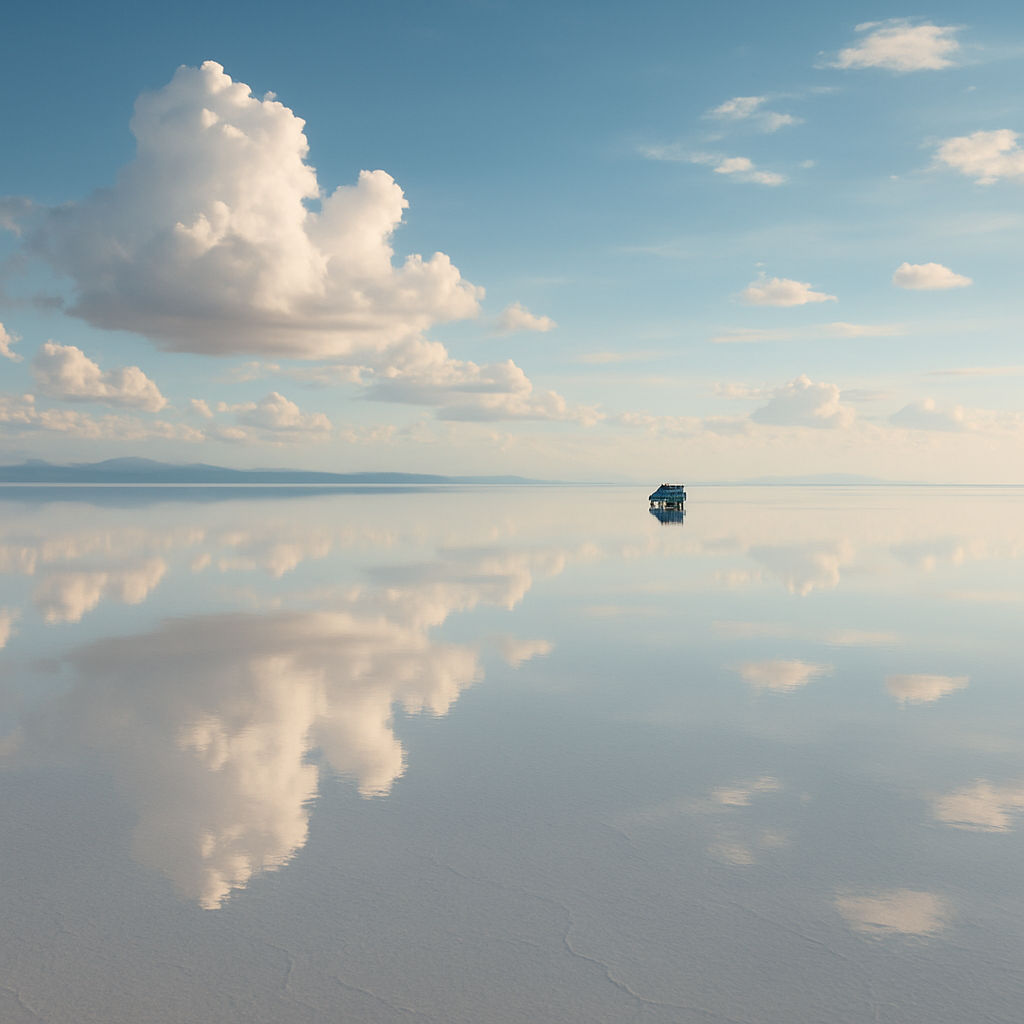 Salar de Uyuni salt flats with mirror reflections