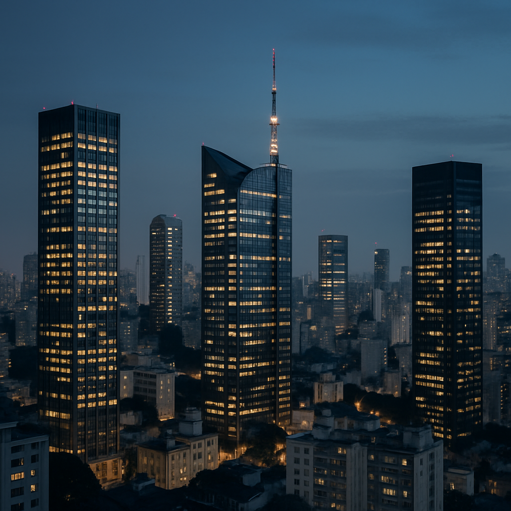 São Paulo skyline at dusk with city lights