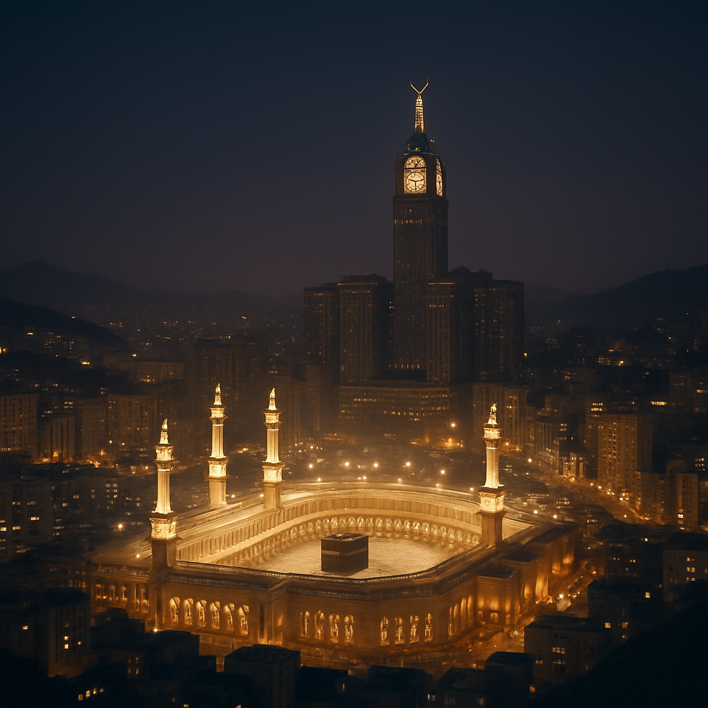 Mecca city skyline with the Grand Mosque in the center
