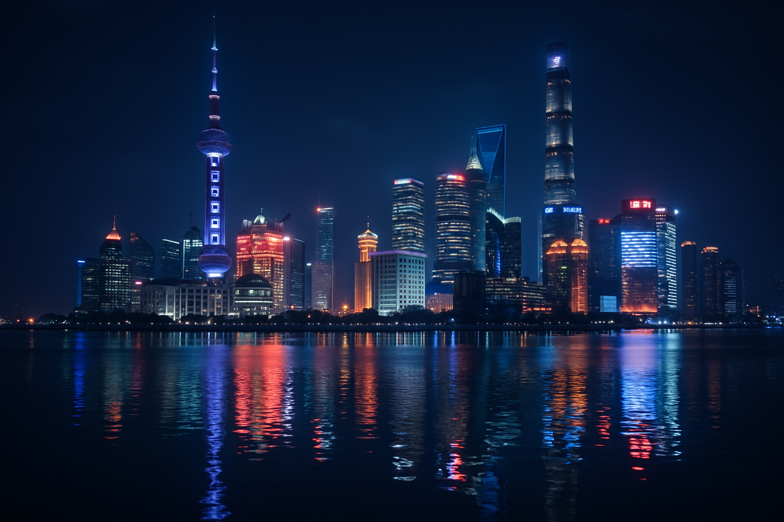 Shanghai skyline at night
