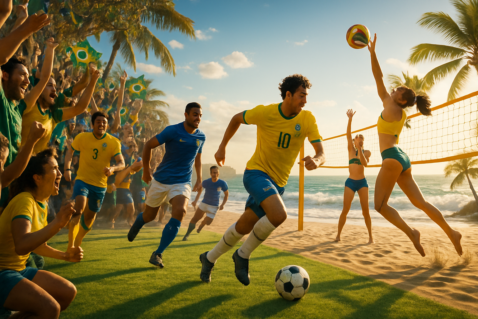 Brazilian football and beach volleyball scene