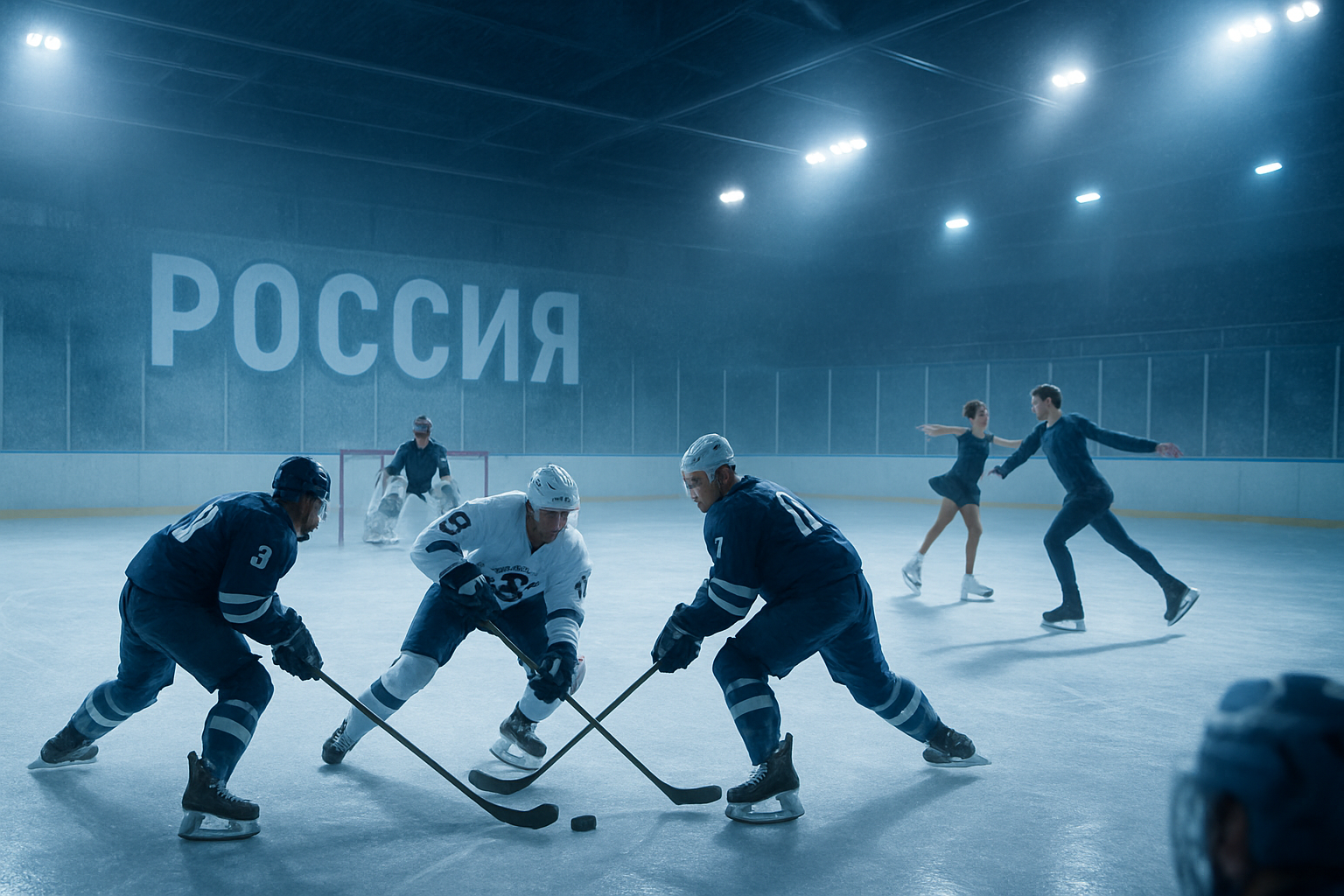 Russian winter sports and ice hockey atmosphere