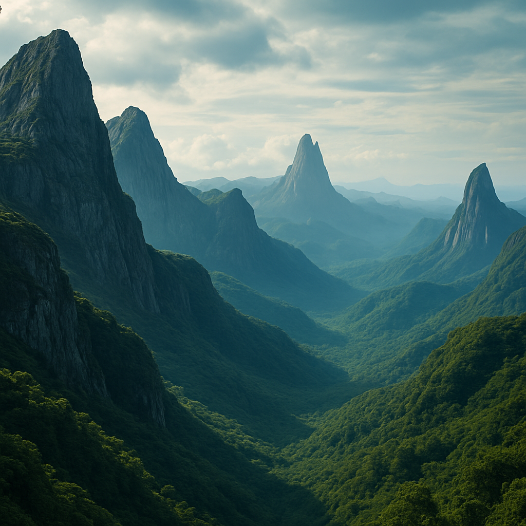 Lush tropical lagoon with emerald water and palms