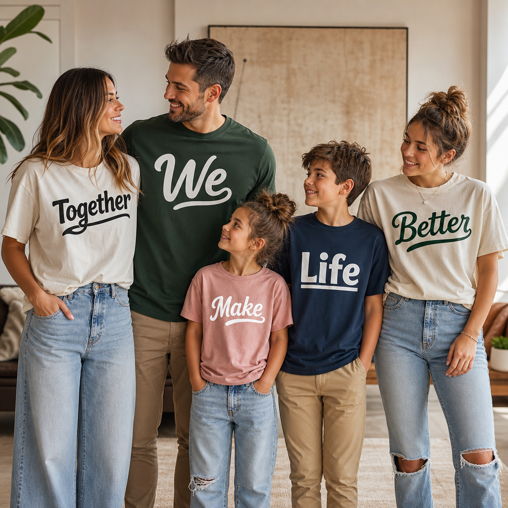 Editorial household fashion scene with expressive everyday apparel styling