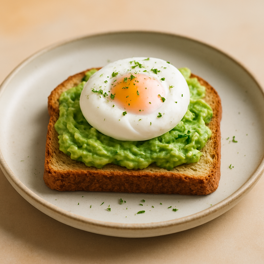Whole grain toast with avocado and poached egg