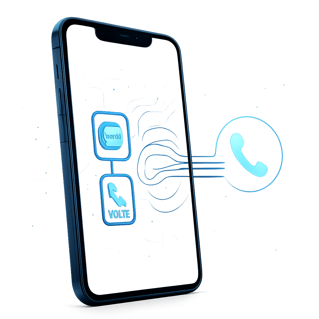 Smartphone moderno mostrando interfaz de eSIM y señal 5G, tonos azules y reflejos tecnológicos