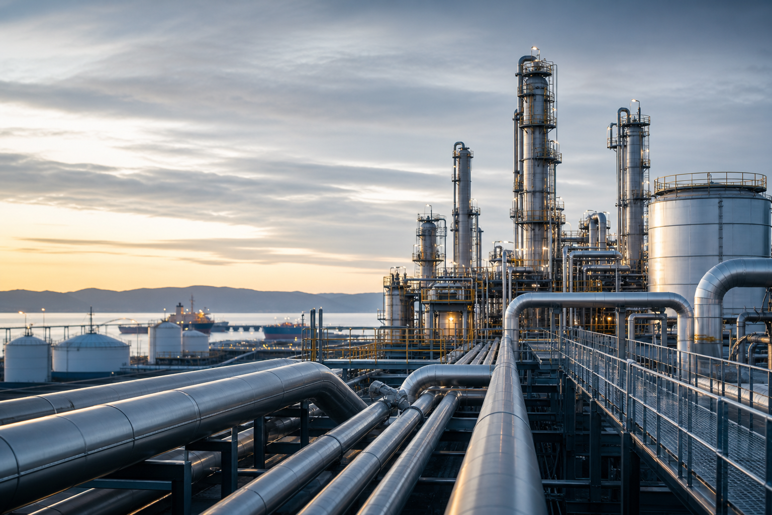 Institutional-grade oil and gas infrastructure with refined pipelines and industrial processing facilities