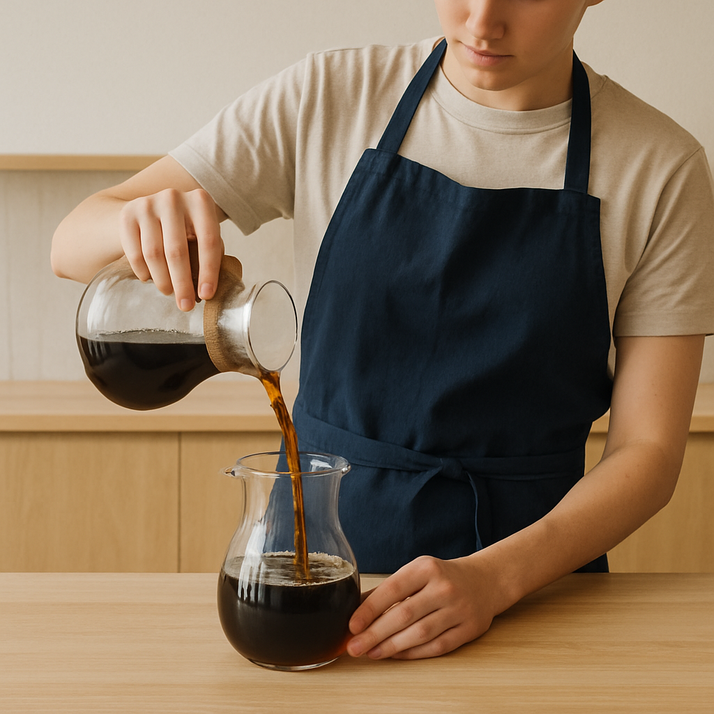 Barista pouring filter coffee