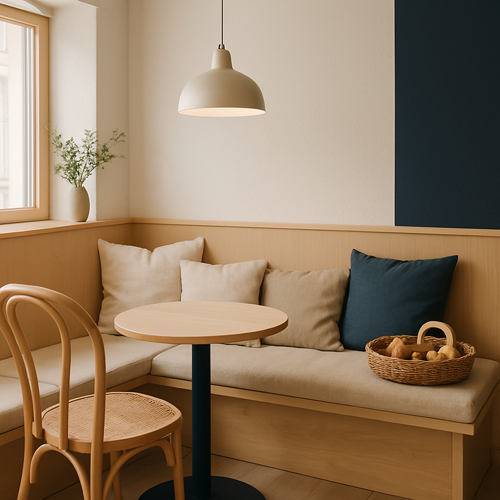 Family-friendly seating nook with toys