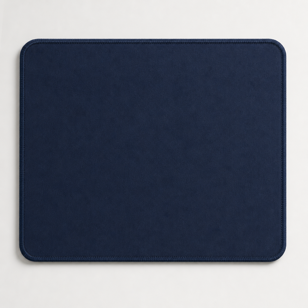 Dark blue rectangular anti-slip mouse pad with stitched edge