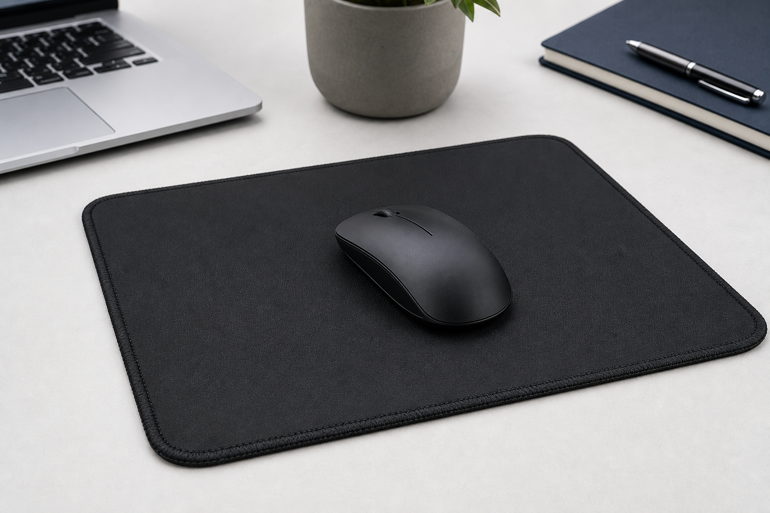 Black anti-slip mouse pad with textured base