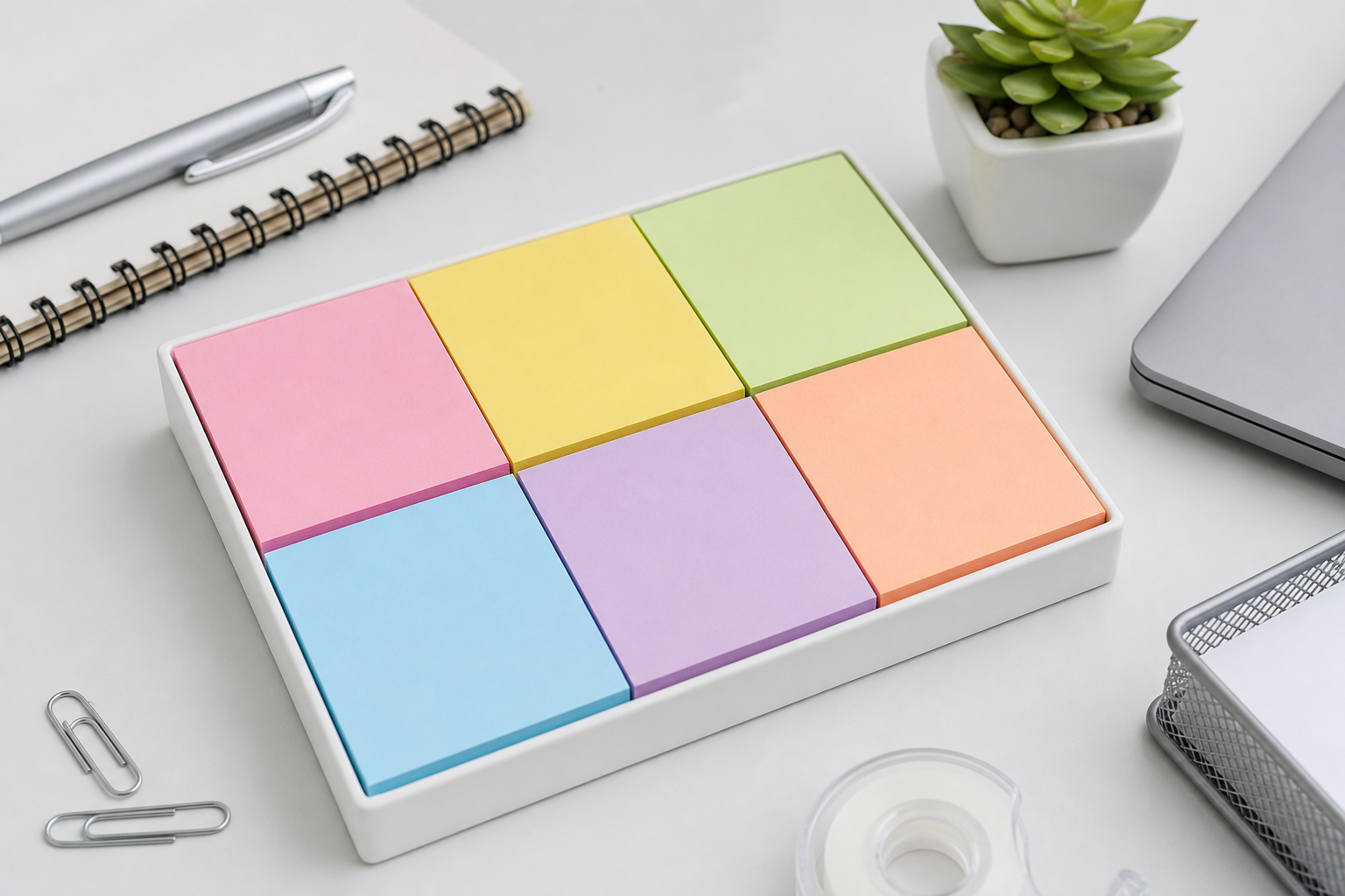 Color-coded sticky notes set in multiple pastel shades