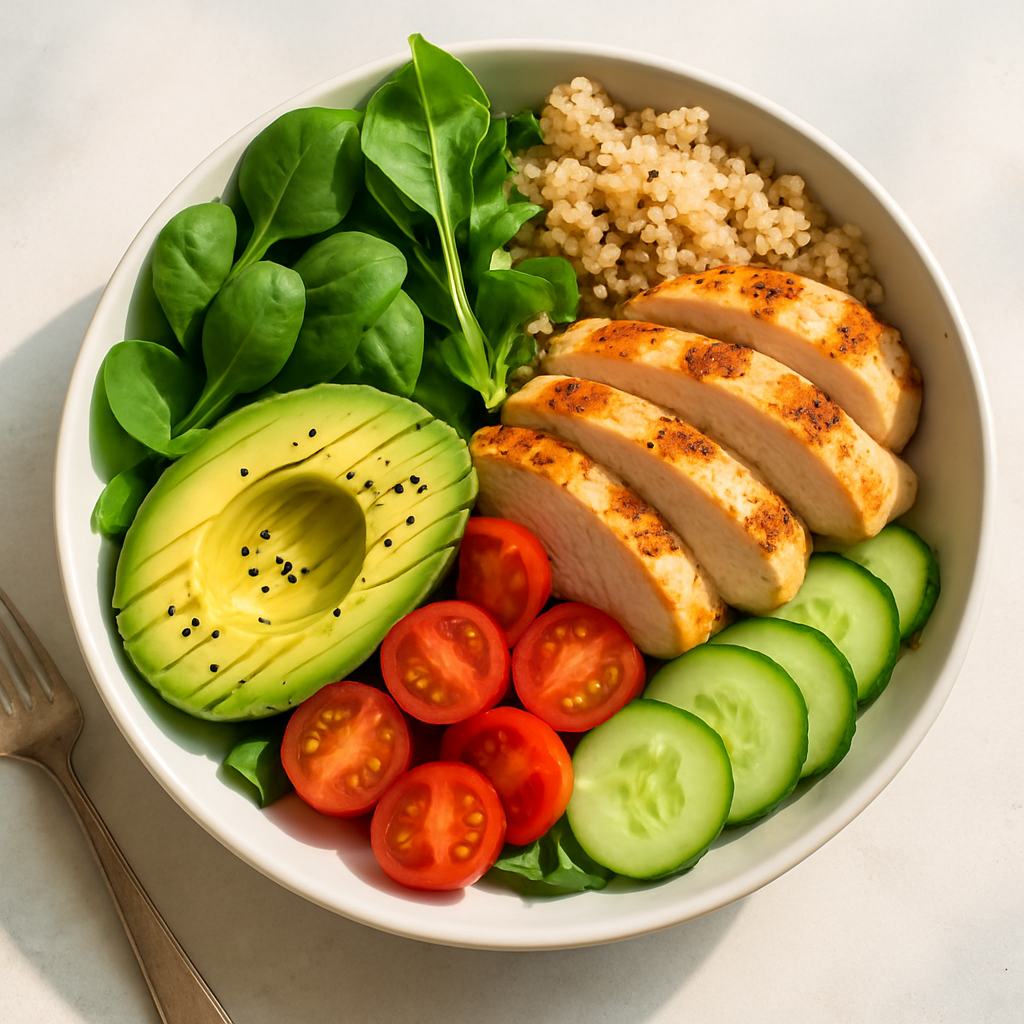 A fresh, real photo of a healthy dish with vibrant colors