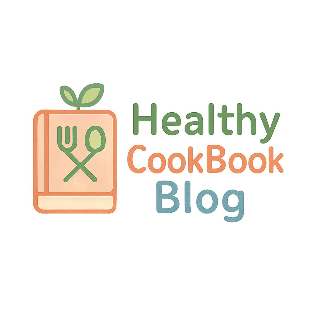 Healthy CookBook Blog logo with a friendly wordmark and food icon