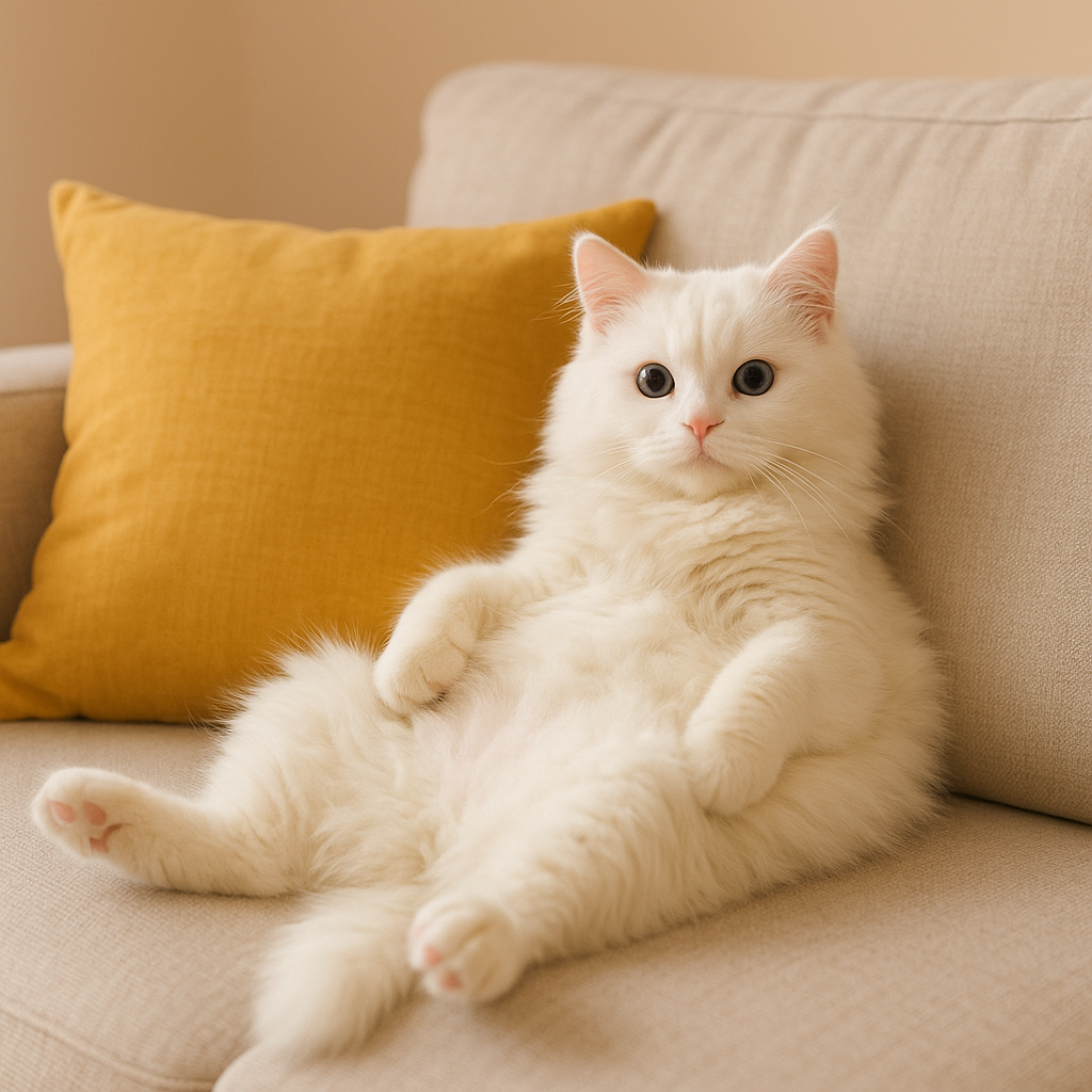 tuxedo cat wearing a bright red cape and gold mask, standing heroically on a rooftop at sunset