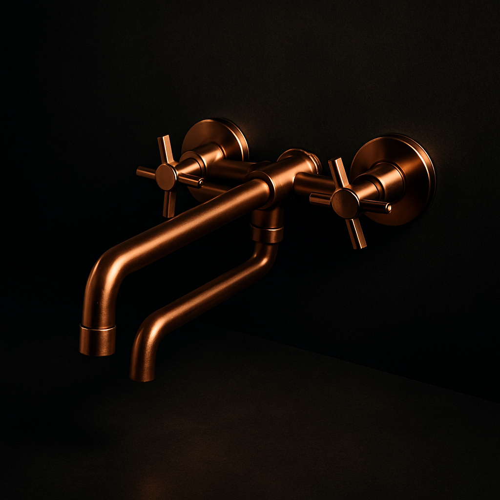 All Copper Wall Mounted Kitchen Faucet, Hot & Cold Mixer Tap for Sink, Mop Pool & Vegetable Basin