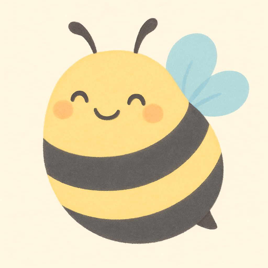 Illustrated bumble bee with a smile